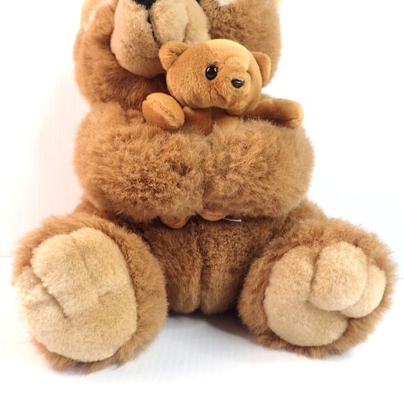 Vintage Chosun Mama & Baby Cub Teddy Bears Light Brown 11in Soft Fur Plush - Picture 4 of 8